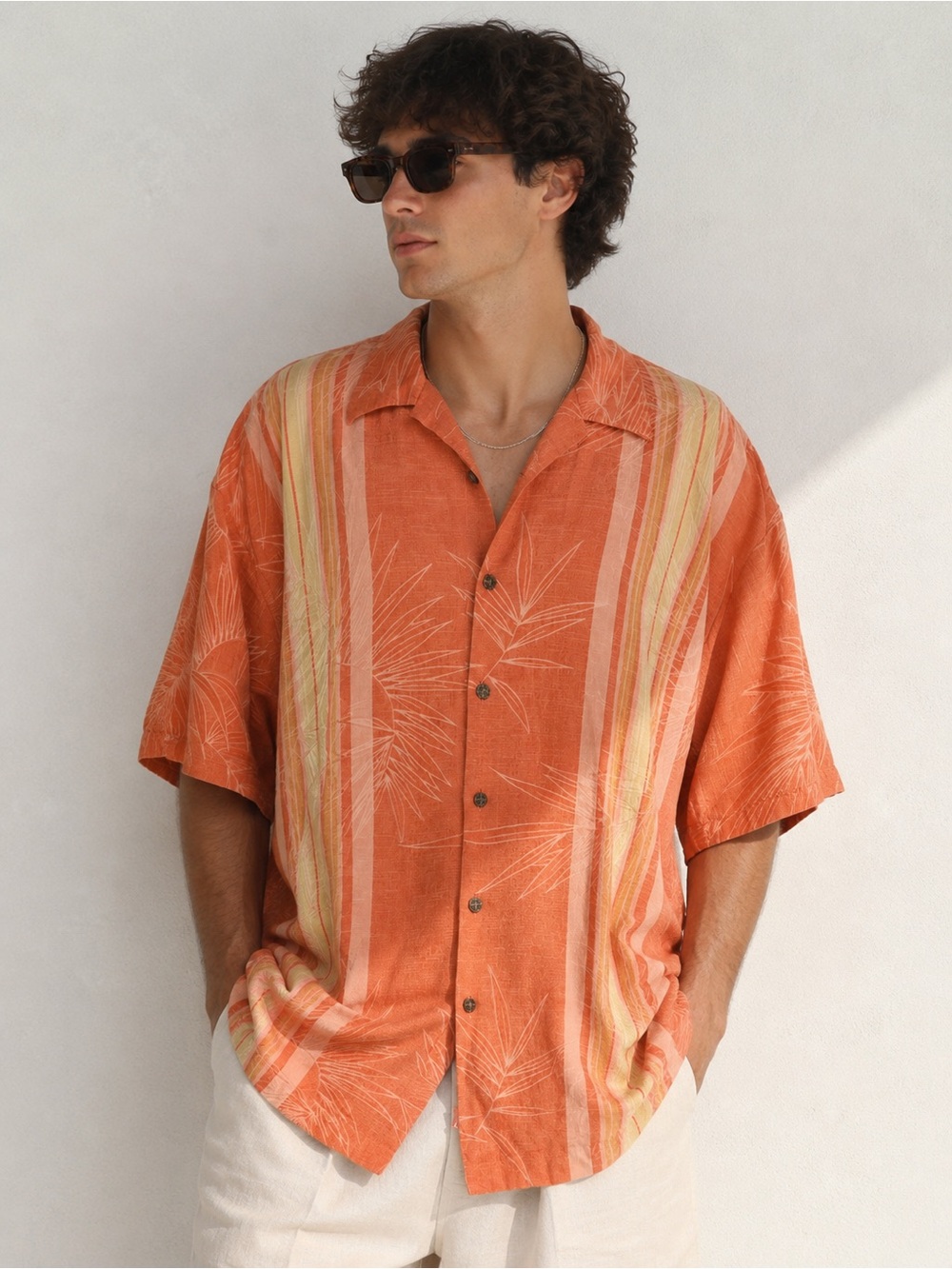 Tommy Bahama 100% Silk Hawaiian Camp Shirt Orange Tropical XXL
